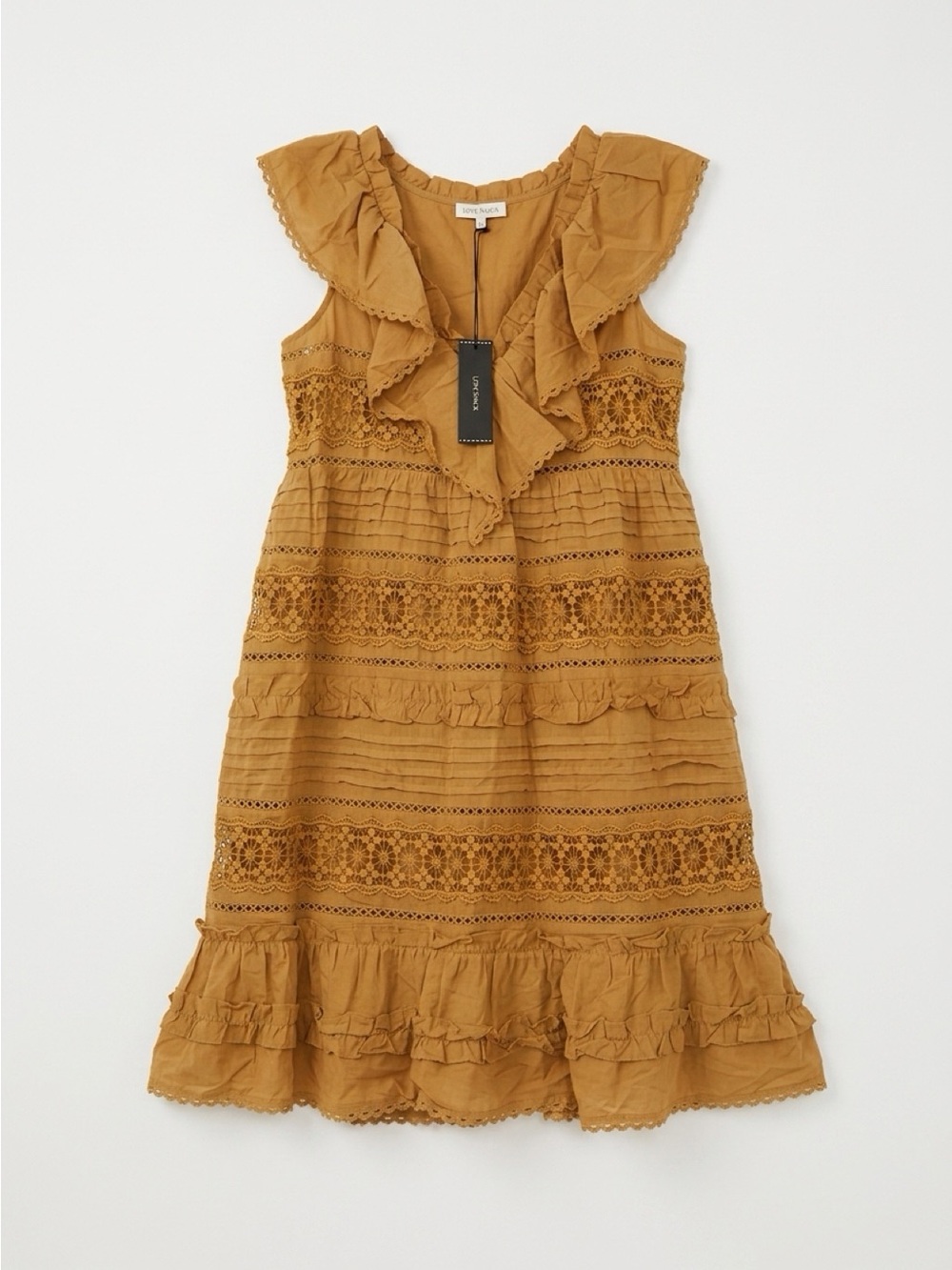 Love Sam Ruffle Lace Sundress - Mustard Size S